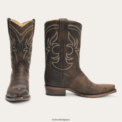 B4286D264 brun botte mi-mollet brodée iris Stetson femmes chaussures