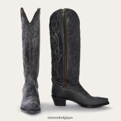 B4286D275 noir botte de cowboy zippée sur le côté Stetson femmes chaussures