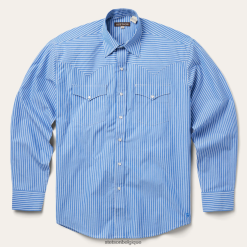 B4286D298 bleu chemise à rayures western Stetson Hommes vêtements