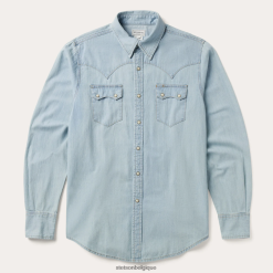 B4286D300 bleu chemise western en jean léger Stetson Hommes vêtements