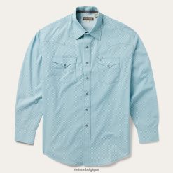 B4286D303 bleu chemise western à imprimé soigné et diamants argentés Stetson Hommes vêtements