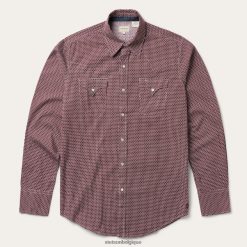 B4286D310 rouge chemise western à imprimé losanges cassés Stetson Hommes vêtements
