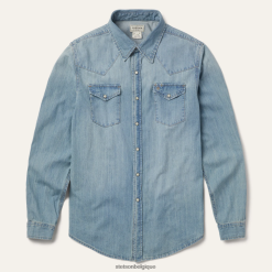 B4286D313 bleu chemise en jean à manches longues Stetson Hommes vêtements