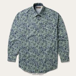 B4286D319 bleu chemise western à imprimé cachemire greenspring Stetson Hommes vêtements