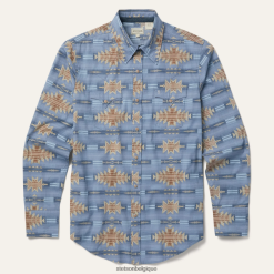 B4286D343 bleu chemise horizon désert Stetson Hommes vêtements