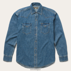 B4286D347 bleu chemise en jean classique Stetson Hommes vêtements