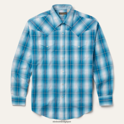 B4286D360 bleu chemise à carreaux turquoise Stetson Hommes vêtements