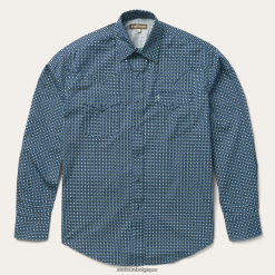 B4286D365 bleu chemise classique à boutons-pression à minuit Stetson Hommes vêtements