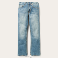 B4286D389 bleu Jean coupe 1520 légèrement délavé avec coutures Stetson Hommes vêtements