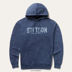 B4286D404 bleu sweat à capuche à logo effet vieilli Stetson Hommes vêtements