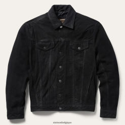 B4286D412 noir veste en jean en cuir Stetson Hommes vêtements