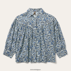 B4286D441 bleu blouse indigo à imprimé tapisserie Stetson femmes vêtements