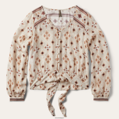 B4286D447 blanc blouse à chevrons en rayonne à imprimé bordure gaucho Stetson femmes vêtements