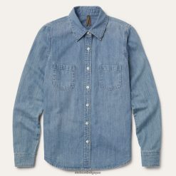 B4286D456 bleu chemise en jean à manches longues Stetson femmes vêtements