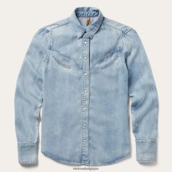 B4286D464 bleu haut en jean western à empiècement incurvé Stetson femmes vêtements