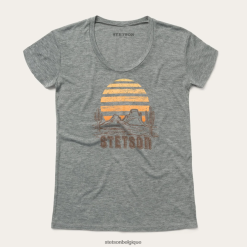 B4286D470 gris t-shirt graphique coucher de soleil Stetson femmes vêtements