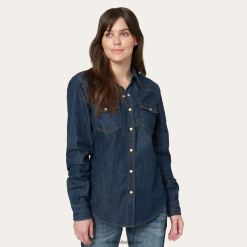 B4286D478 bleu chemise western classique en denim foncé Stetson femmes vêtements