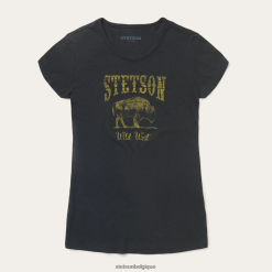 B4286D482 noir t-shirt graphique bison Stetson femmes vêtements