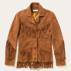 B4286D533 brun veste frangée en daim d'agneau Stetson femmes vêtements